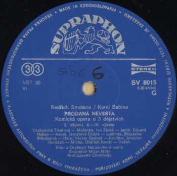 3LP/Dobozkészlet Bedřich Smetana: Prodaná Nevěsta