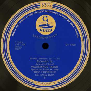 LP The Czech Philharmonic Orchestra: Richard III. / Valdštýnův Tábor / Hakon Jarl (Symfonické Básně Op. 11, 14, A 16)