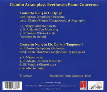 CD Ludwig van Beethoven: Claudio Arrau At Tanglewood: Beethoven Piano Concertos 4 & 5 'Emperor'
