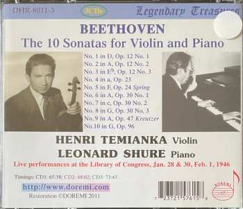 3CD/Dobozkészlet Ludwig van Beethoven: 10 Sonatas For Violin & Piano (Live At The Library Of Congress 1946)