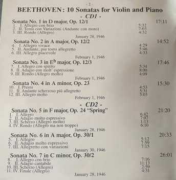 3CD/Dobozkészlet Ludwig van Beethoven: 10 Sonatas For Violin & Piano (Live At The Library Of Congress 1946)