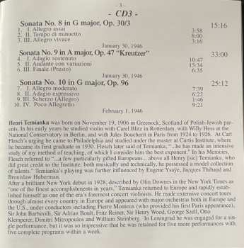 3CD/Dobozkészlet Ludwig van Beethoven: 10 Sonatas For Violin & Piano (Live At The Library Of Congress 1946)