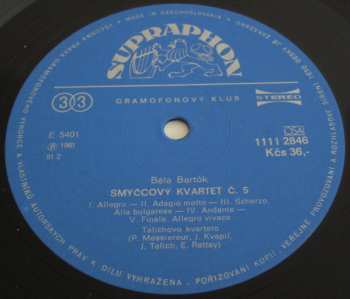 LP Béla Bartók: Smyčcové Kvartety Č. 5 A 6