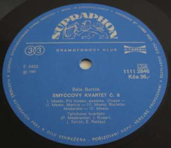 LP Béla Bartók: Smyčcové Kvartety Č. 5 A 6
