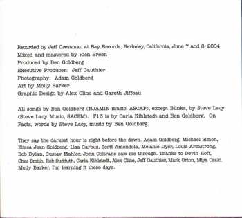 CD Ben Goldberg Quintet: The Door, The Hat, The Chair, The Fact