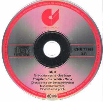 3CD Benediktinerabtei Münsterschwarzach: Gregorianische Gesänge / Advent - Weihnachten / Fastenzeit - Passion - Ostern / Pfingsten - Eucharistie - Maria