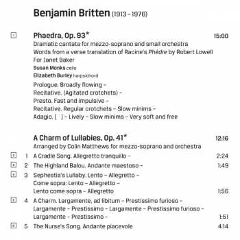 CD Benjamin Britten: Phaedra, A Charm of Lullabies, Lachrymae, Two Portraits, Sinfonietta