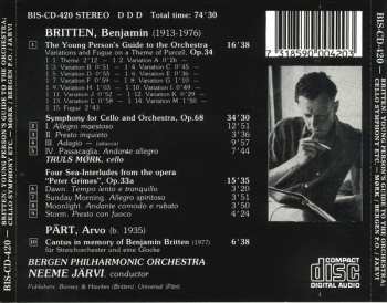 CD Arvo Pärt: The Young Person's Guide To The Orchestra / Symphony For Cello And Orchestra / Four Sea-Interludes From "Peter Grimes" / Cantus In Memory Of Benjamin Britten