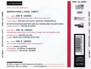 CD Bernhard Lang: Musica Viva 10 : DW 8 I DW 15 I DW 3