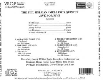 CD Bill Holman / Mel Lewis Quintet: Jive For Five