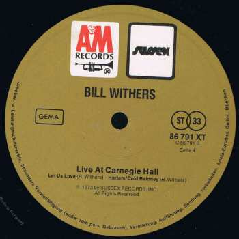 2LP Bill Withers: Bill Withers Live At Carnegie Hall