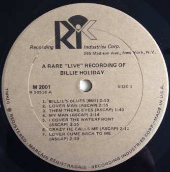 LP Billie Holiday: A Rare Live Recording Of Billie Holiday