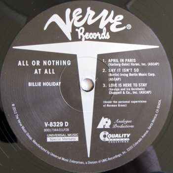 2LP Billie Holiday: All Or Nothing At All LTD | NUM
