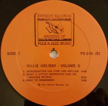 LP Billie Holiday: Billie Holiday Volume II