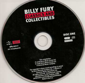 2CD Billy Fury: Classics And Collectibles