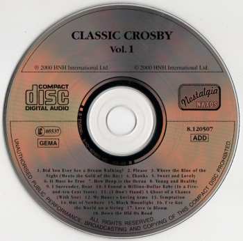 CD Bing Crosby: Classic Crosby Vol. 1