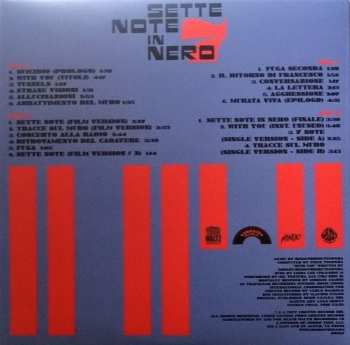 2LP Bixio, Frizzi & Tempera: Sette Note In Nero (Original Motion Picture Soundtrack) CLR