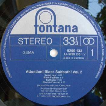 LP Black Sabbath: Attention! Black Sabbath Vol. 2