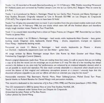 CD Blaine L. Reininger: Live In Brussels Bis