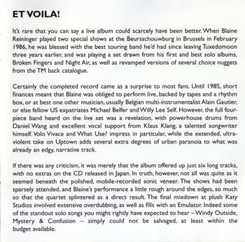 CD Blaine L. Reininger: Live In Brussels Bis