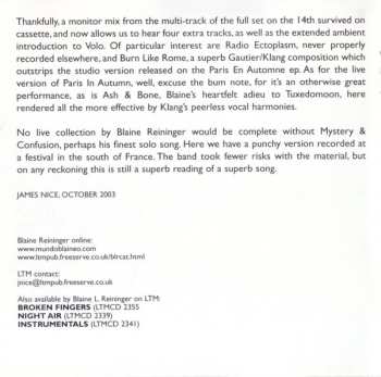 CD Blaine L. Reininger: Live In Brussels Bis