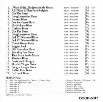 CD Blind Lemon Jefferson: Complete Recorded Works In Chronological Order: Volume 1 (1925-1926)