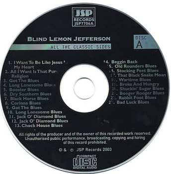 4CD/Dobozkészlet Blind Lemon Jefferson: The Complete 94 Classic Sides Remastered