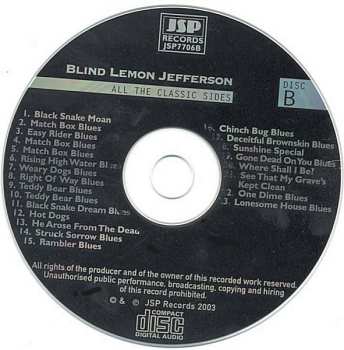 4CD/Dobozkészlet Blind Lemon Jefferson: The Complete 94 Classic Sides Remastered