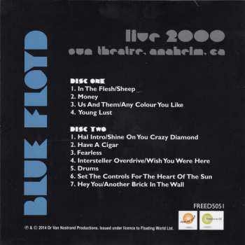 2CD Blue Floyd: Live 2000: Sun Theatre, Anaheim
