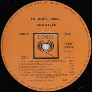 LP Bob Dylan: En Roue Libre... LTD