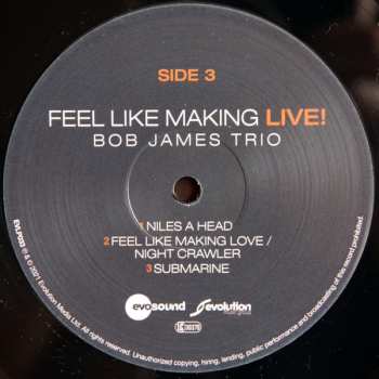 2LP Bob James Trio: Feel Like Making LIVE! (Black Colour)
