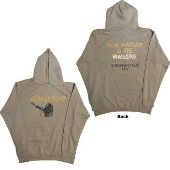 Merch Bob Marley & The Wailers: Bob Marley Unisex Pullover Hoodie: Exodus Mic Photo Wailers Tour 77 (back Print & Hi-build) (small) S