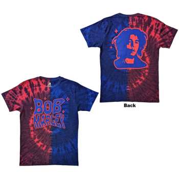 Merch Bob Marley & The Wailers: Bob Marley Unisex T-shirt: Trippy Text (red & Blue) (back Print & Wash Collection) (small) S