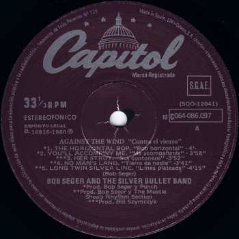 LP Bob Seger And The Silver Bullet Band: Against The Wind = Contra El Viento