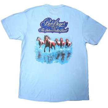 Merch Bob Seger & The Silver Bullet Band: Bob Seger & The Silver Bullet Band Unisex T-shirt: Horses (light Blue) (back Print) (small) S