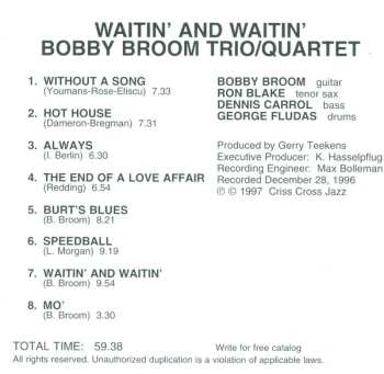 CD Bobby Broom: Waitin' And Waitin'