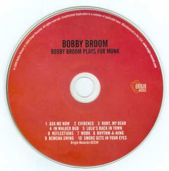 CD Bobby Broom: Bobby Broom Plays For Monk