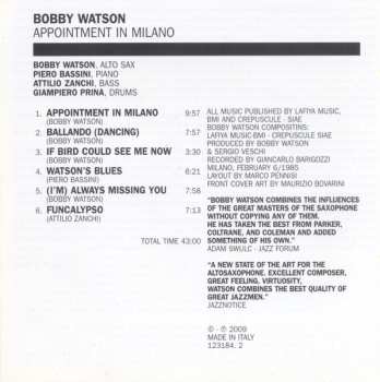 CD Bobby Watson: Appointment In Milano
