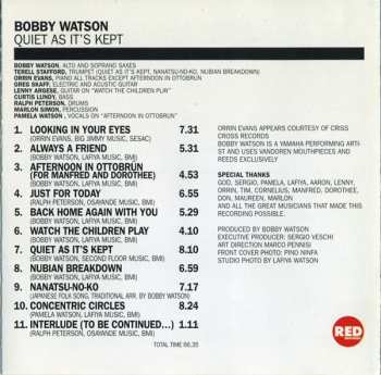CD Bobby Watson: Quiet As It's Kept