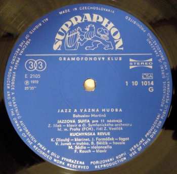 LP Bohuslav Martinů: Jazz A Vážná Hudba (IV) (Skladby Bohuslava Martinů)