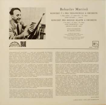 LP Bohuslav Martinů: Koncert Pro Violoncello A Orchestr Č.1 / Koncert Pro Housle, Klavír A Orchestr