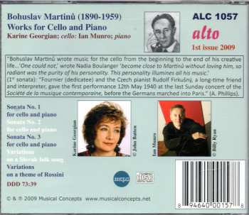 CD Bohuslav Martinů: Music For Cello & Piano: 3 Cello Sonatas, Variations On Rossini & Slovak Themes
