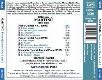 CD Bohuslav Martinů: Piano Quintets Nos. 1 And 2 / Sonata For Two Violins And Piano