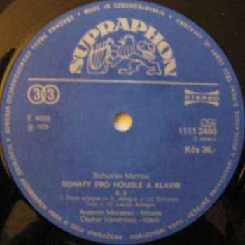 LP Bohuslav Martinů: Sonáty Pro Housle A Klavír 1/2/3