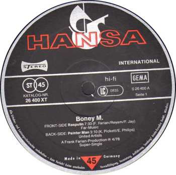 LP Boney M.: Rasputin / Painter Man LTD