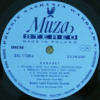 LP Boston Light Operatic Society: Kabaret