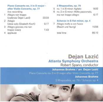 SACD Johannes Brahms: Piano Concerto No. 3 In D Major After Violin Concerto, Op. 77