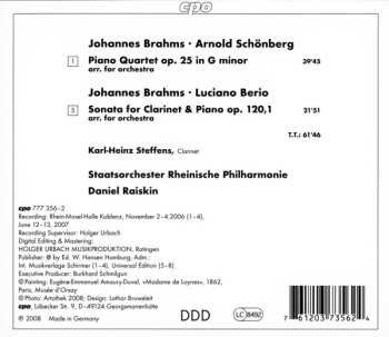 CD Johannes Brahms: Brahms-Arrangements: Piano Quartet; Clarinet Soanata