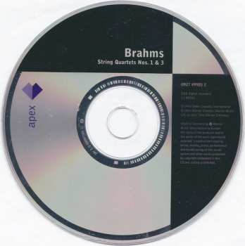 CD Johannes Brahms: String Quartets Nos. 1 & 3