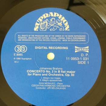 LP Ivan Moravec: Piano Concerto No. 2 In B Flat Major